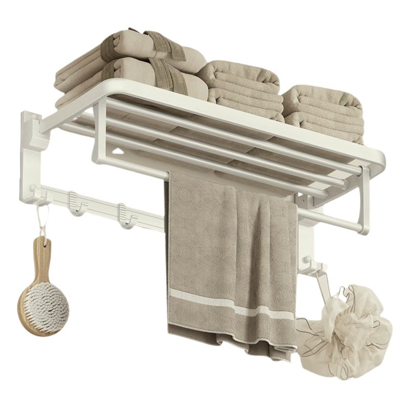 Punch-free Cream-style Towel Rack Toilet Milk White Bath Towel Rack Bathroom Bathroom Hardware Pendant Set