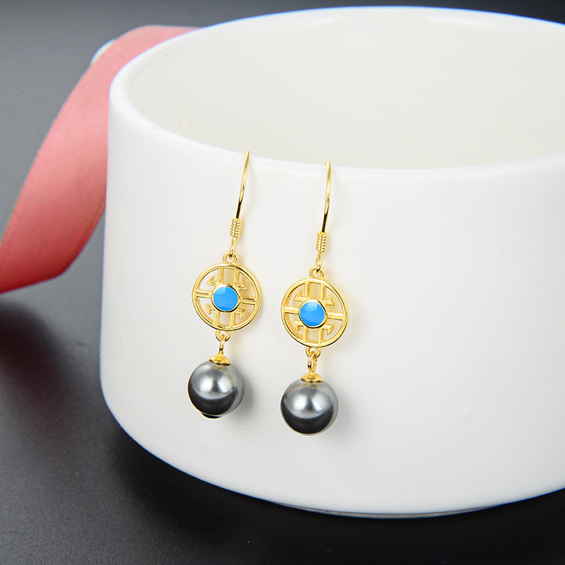 S925 pendientes de perlas de plata esterlina temperamento elegante geometría delicada ligera lujosa sensación de alta calidad pendientes de explosión para mujeres