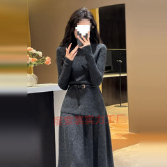 穿搭两件套毛衣连衣裙小香套装秋冬季感2025内搭针织子女新款