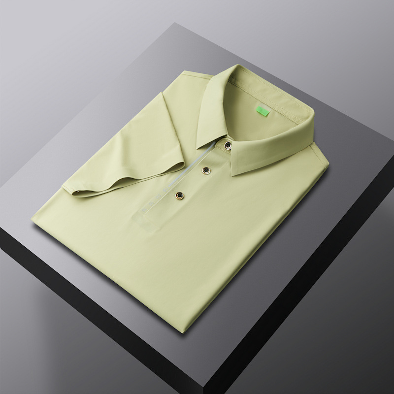 2024 verano delgado hielo sin marcas prensado polo hombre manga corta suelta negocio casual camiseta con solapa al por mayor