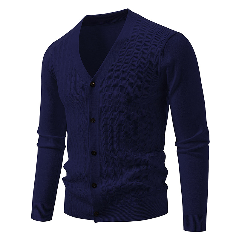 Moderner V-Ausschnitt-Strickcardigan für Herren – koreanisch inspiriertes, leichtes Basic-Teil zum Kombinieren_voghion.com