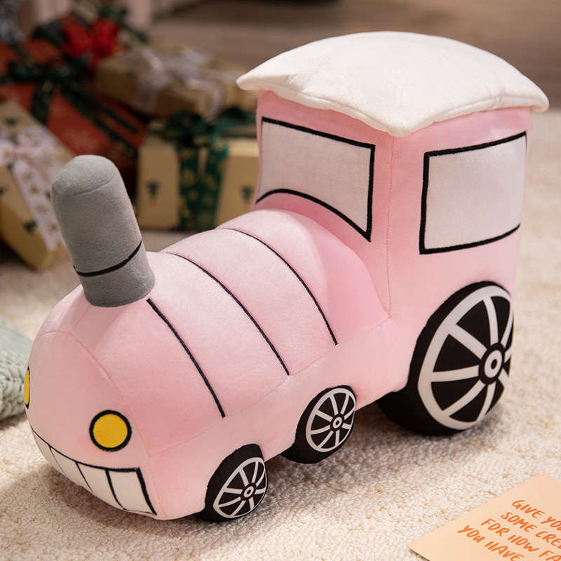 Caricatura lindo tren juguetes de peluche muñeca simulación de coche muñeca almohada muñeca regalos para niños y niñas