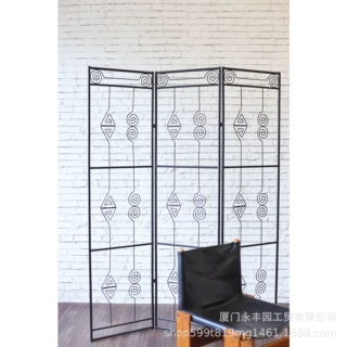 嘻物所 法式螺旋屏风铁艺折叠几何图案装饰隔断中古复刻空间氛围