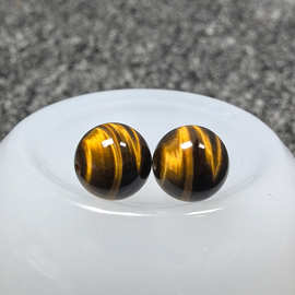 纯天然黄虎眼石闪电纹散珠子圆珠虎睛石隔珠单珠饰品DIY配件批发