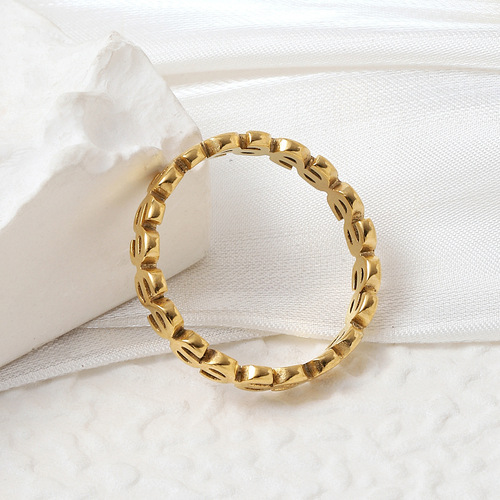European and American style stainless steel jewelry, hollow dollar sign titanium steel ring, trendy personalized couple ring manufacturer