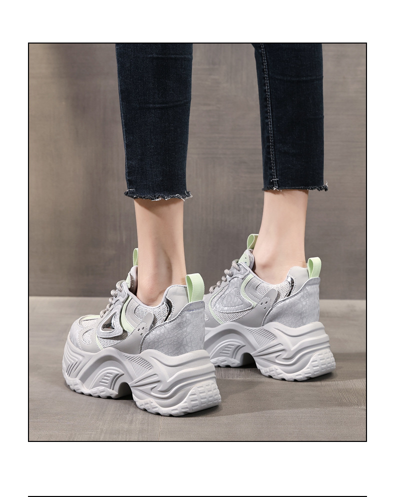 Giày sneaker nữ đế dày độn cao bên trong dáng nhỏ — Màu be chi tiết 19