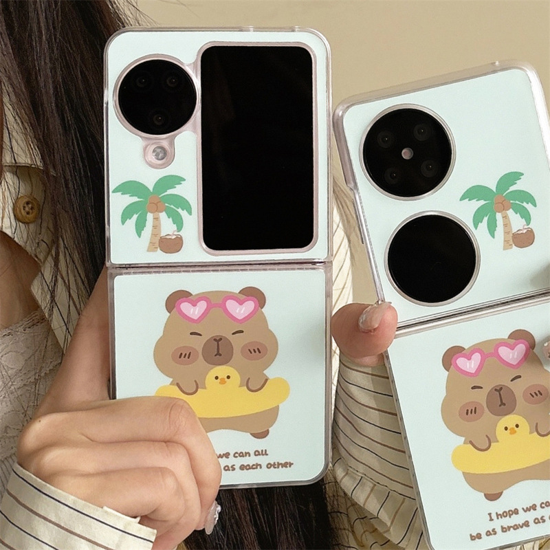 Swimming Ring Little Brown Bear Suitable for Findn3 Huawei Pocket 80% off Stacked Screen Phone Case Xiaomi Mix2 Honor Vflip