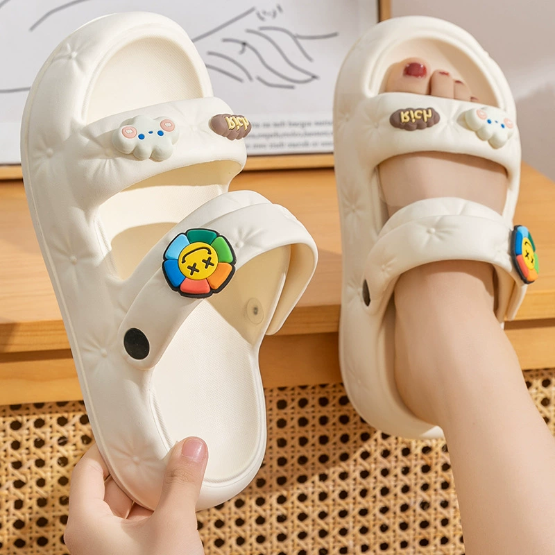 Можно носить на улице сандалии женские летние домашние Нескользящие какашки на толстой подошве ощущение пляжная обувь носить сандалии женские четыре сезона