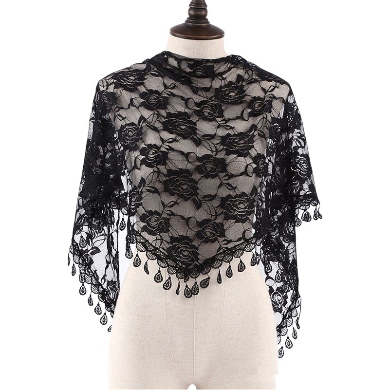 New Four Seasons rose lace triangle towel hollow lace Lady scarf spot can be a generation of hair