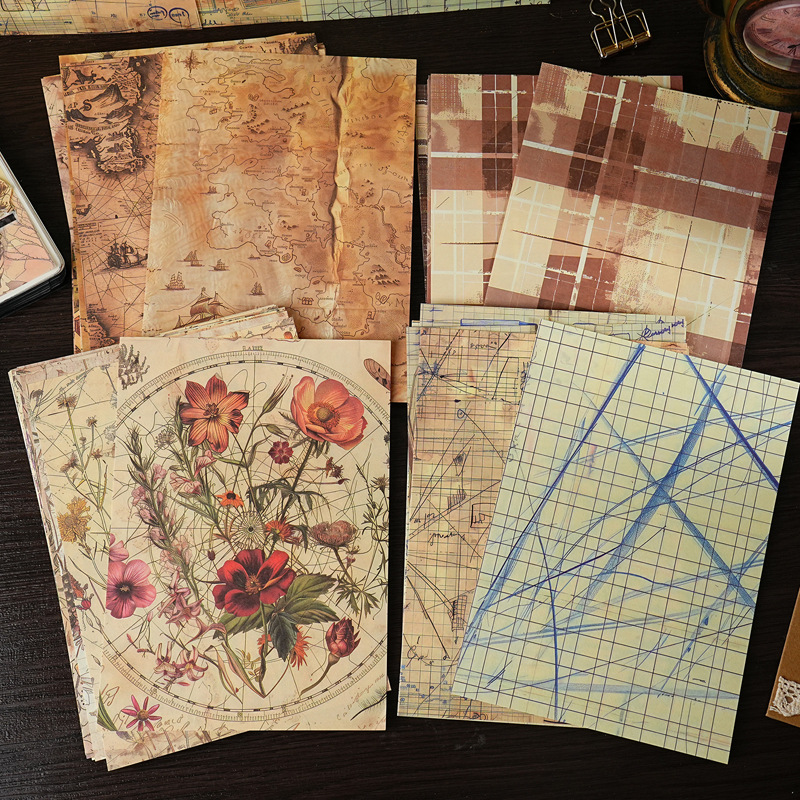 Papel de material A5 de pájaros italianos Retro hacer el viejo viento desgarrable material de decoración de tela de mano papel de fondo de mensaje de estudiante papel de material