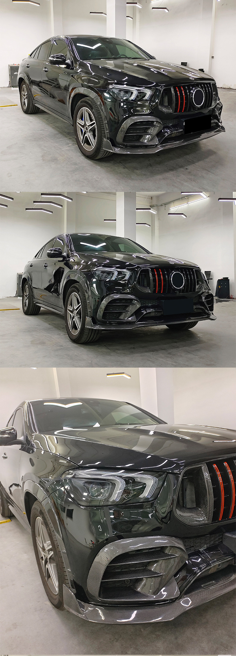 Suitable for Mercedes-Benz Gle53 450 Modified Carbon Fiber Front Lip Air Vent Grille Wheel Eyebrow Rear Lip Rear Wing Air Knife 20-23
