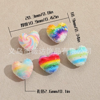 20x19孔2.6亚克力多巴胺彩虹爱心串珠diy手机链钥匙扣包挂材料包