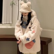 穿连帽奶fufu羊羔毛冬季外套加绒加厚新款棉服女款超厚羊羔绒