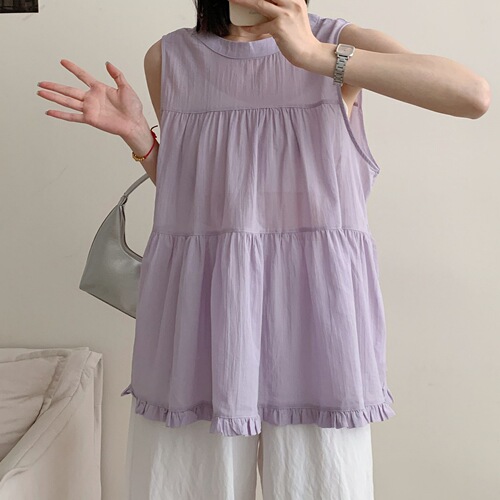 Korean Style 2025 Summer New Bottom Lace Splicing Sleeveless Vest Women's Loose Simple Versatile Meat Covering Top 