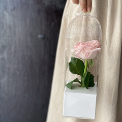 Single flower box Valentine's Day single rose packaging flower arrangement box flower gift box pvc folding transparent hand-held flower box