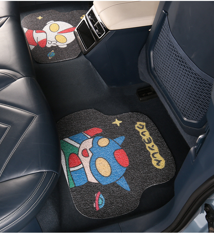 Cute cartoon car mat wire ring monolithic car main driving anti-dirty carpet protection mat thickened universal girls