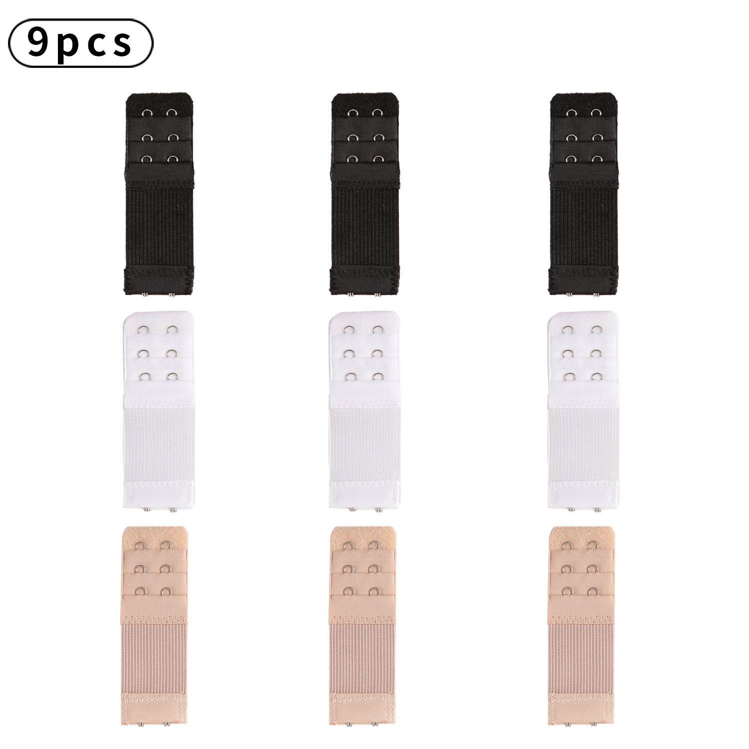 9 pieces underwear extended clasp bra with adjustable strap, three rows of double clasp hooks