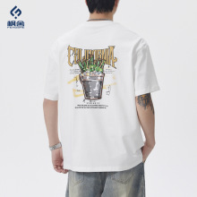 枫舍男装 /美式纯棉刺绣重磅水洗短袖t恤男夏季宽松圆领休闲半袖