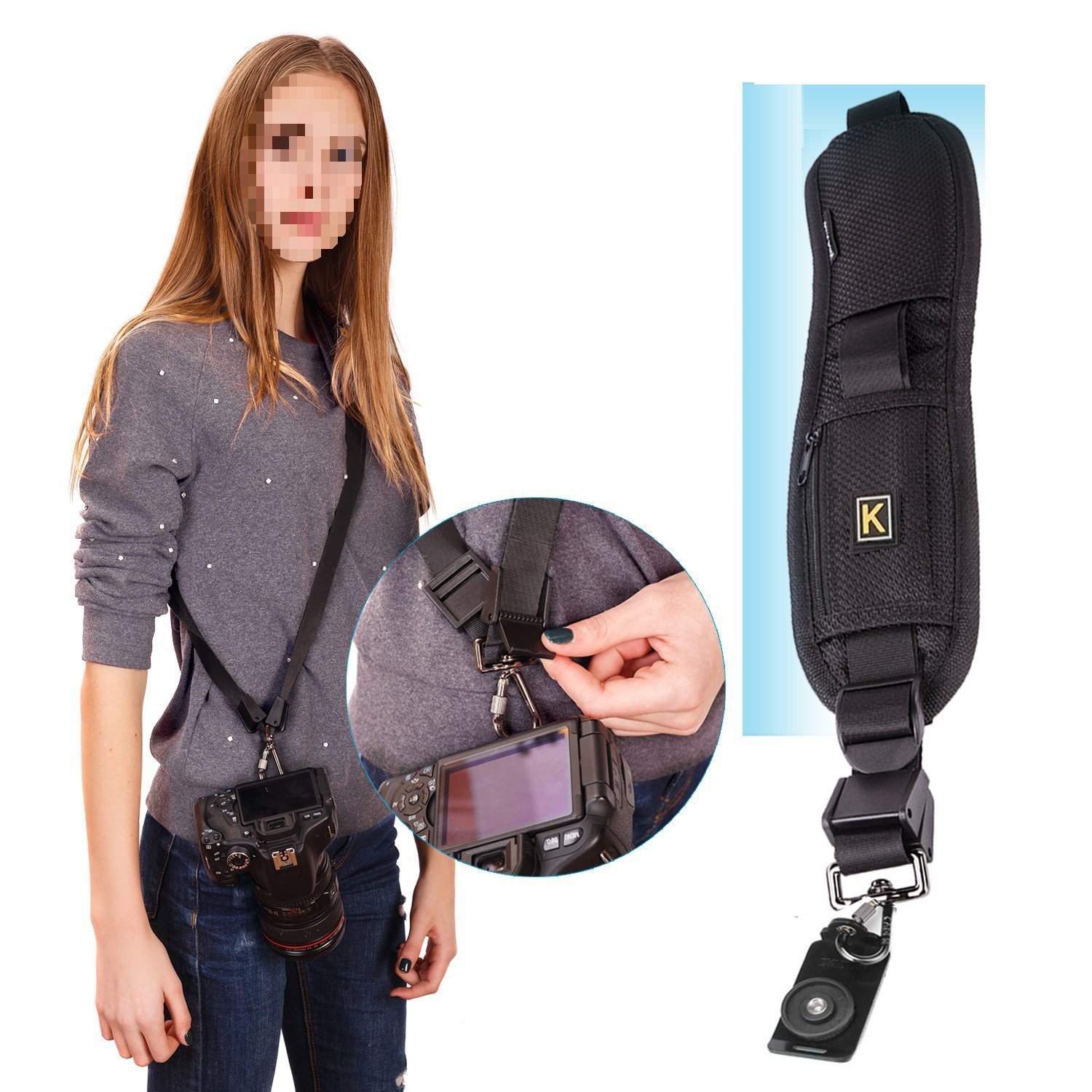 Camera, straps, suspenders