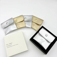 简约时尚金色pu按扣收纳袋首饰珠宝耳环戒指项链包装袋子可印LOGO