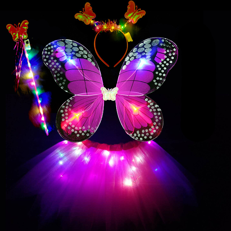 玫红色全配件彩灯发光四件套装