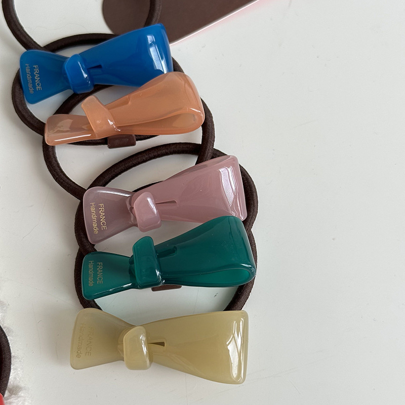 Corda per capelli con fiocco in acetato con texture gelatinosa semi-trasparente, elastico, colore fresco, elastico per capelli di base, accessori per capelli Nuovo_voghion.com