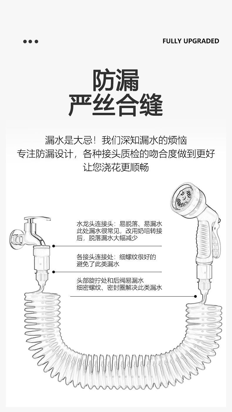 Multifunctional spring water pipe explosion-proof hose high-pressure car wash water gun brush car nozzle connected to tap water high-pressure water gun