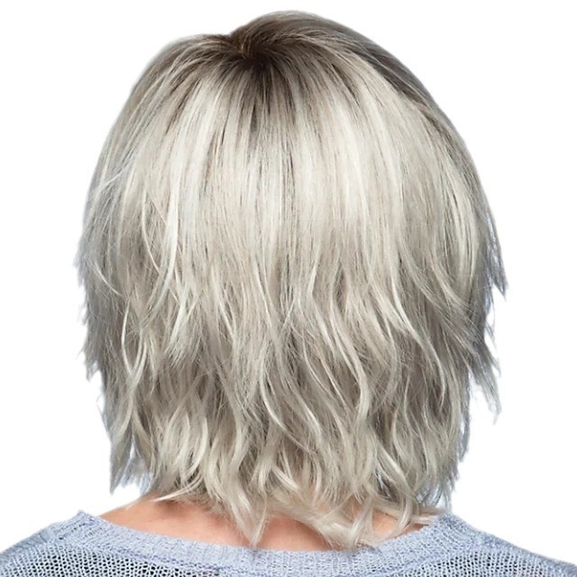 女性用美しいウィッグ新しいスタイルのグラデーションホワイトゴールドショートカーリーヘアファッションボブヘアカーリーウィッグ|undefined