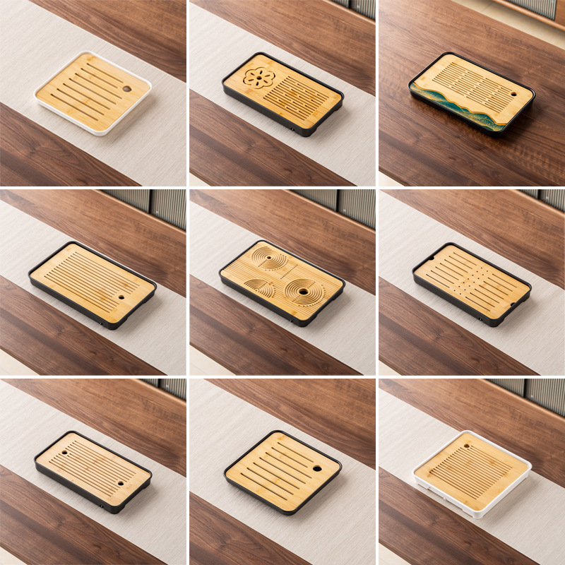 Japanese style simple dry brewing tea tray melamine bamboo small tea table travel tea set hotel dry brewing tea table tray wholesale