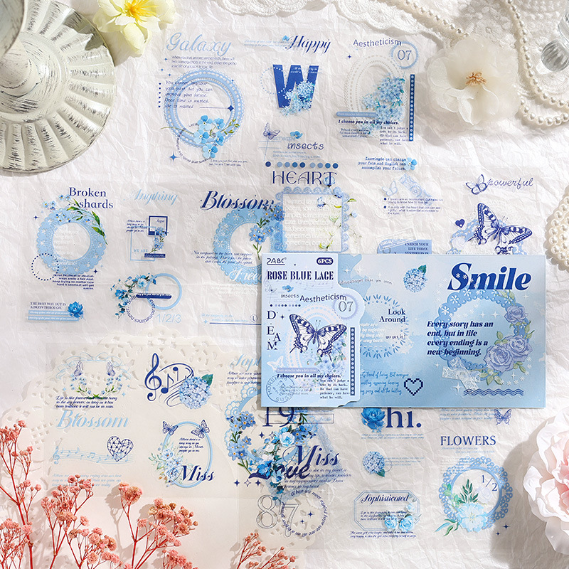 Seda Fanghua Vocabulario en inglés Pete de encaje Decoración impermeable transparente Collage DIY Etiqueta engomada de material de cuenta manual Transfronterizo