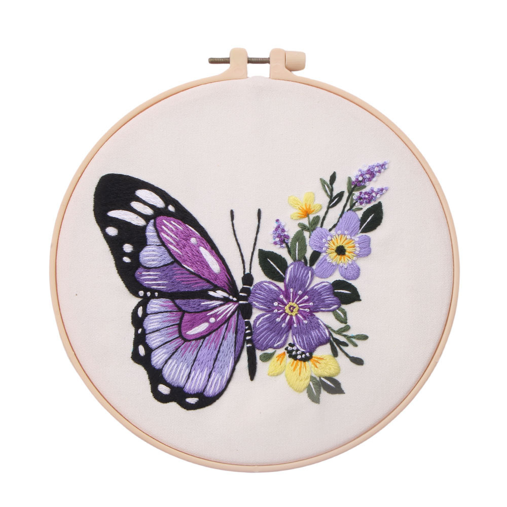 Transfronterizo inglés paquete de material de bordado diy kit mariposa fresca paquete de material de bordado manual