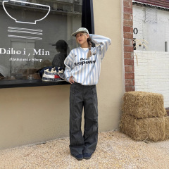 川川也复古水洗做旧多口袋直筒工装裤男女街头宽松美式街头休闲裤