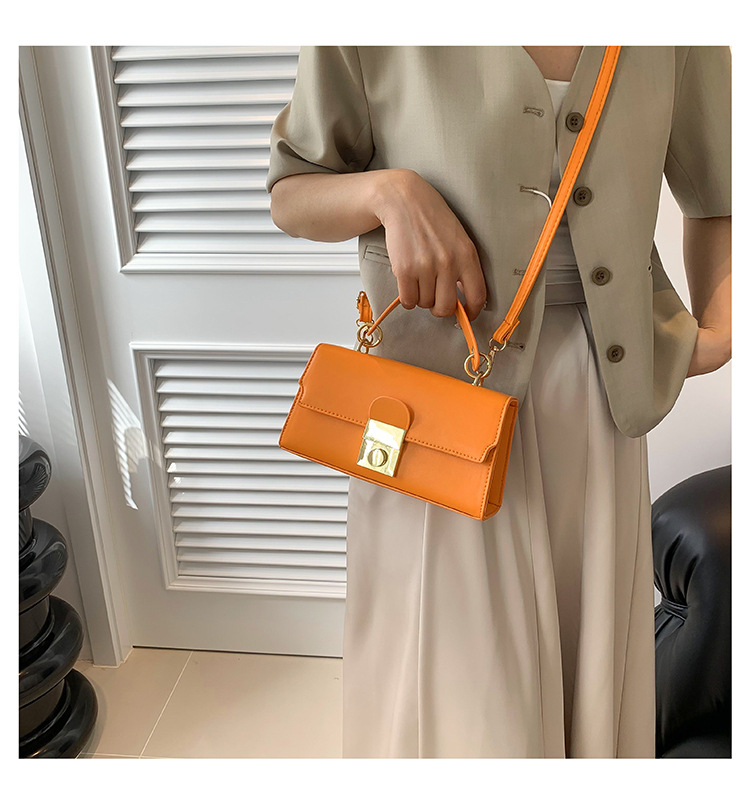 422g Weight Lock Fashion Element Lock clasp Closure Type Single Shoulder Strap Strap Type Square Bag Bags Type Daily, Street Occasion Pu Leather Material Solid Color Pattern All Seasons Season Women's Gender Elegant, Streetwear Style Square Shape Small Size Women's Small Pu Leather Solid Color Elegant Streetwear Lock Square Lock Clasp Square Bag 18