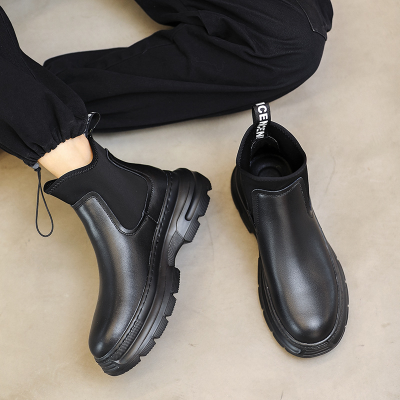 Martin High British Stiefel, mittelhoher Schnitt, Herren-Freizeitstiefel aus Leder, Arbeitskleidung, trendige Schuhe, Stiefel_voghion.com