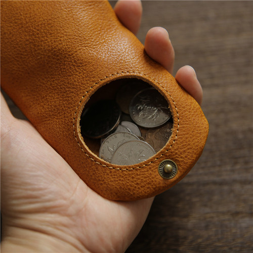 Men's vegetable-tanned first-layer cowhide creative large-capacity coin purse women's short buckle youth student genuine leather coin purse