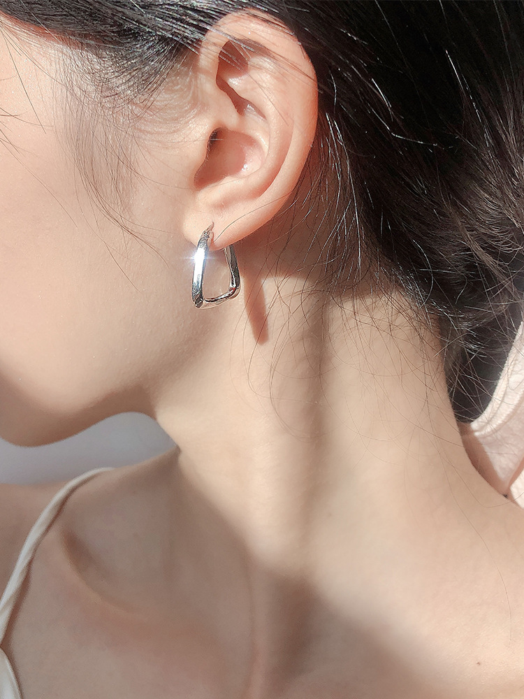 Simple Style Geometric Sterling Silver Plating Earrings 1 Pair