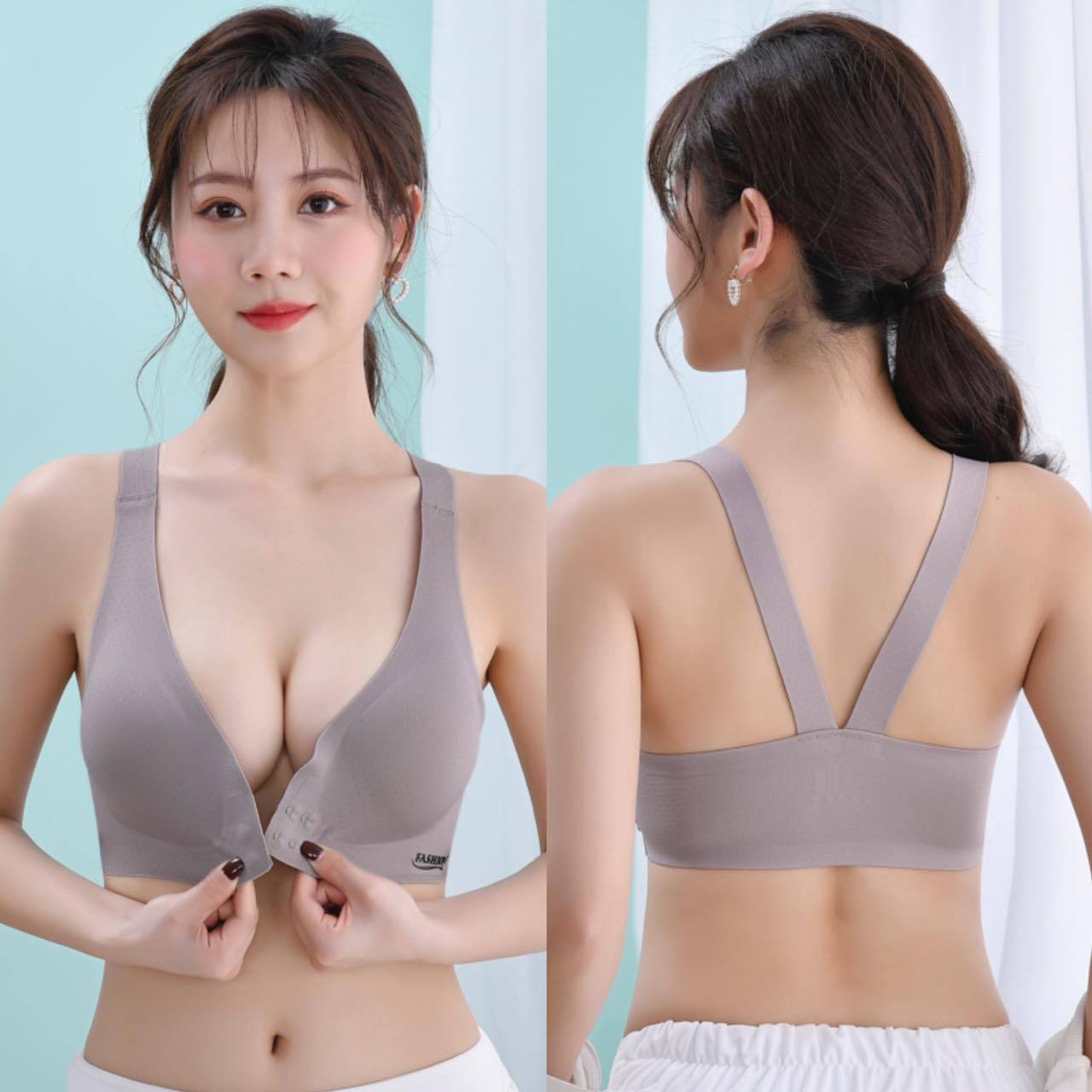 Látex hebilla delantera ropa interior de las mujeres pequeño pecho push up verano inalámbrico hielo seda fina belleza sin costuras sujetador trasero al por mayor