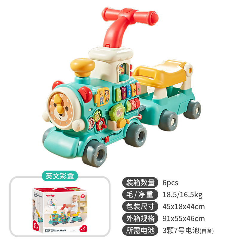Nuevos productos transfronterizos juguetes de caminantes infantiles multifuncionales tren pequeño carro de mano juguetes recién nacidos para aprender a caminar