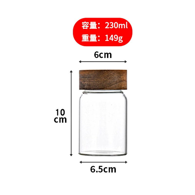 Kitchen Creative Glass Tank Miscellaneous Grain Storage Tank Acacia Covered Bar Tea Sealing Honey Bar