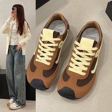冬即2025春季新款丑萌复古系带休闲运动小白鞋女德训阿甘鞋