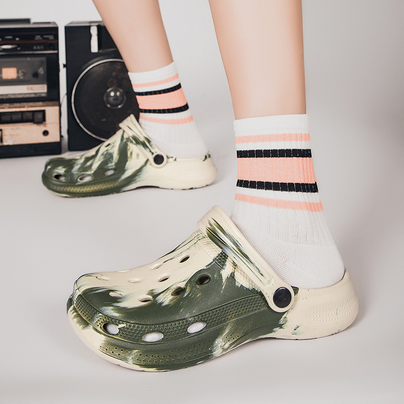 Cross-border 2025 new casual Joker plus size beach shoes lovers color matching beach shoes garden sandals wholesale