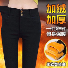 加绒/不加绒女裤子黑色外穿加绒加厚冬季修身弹力学生裤铅笔裤黑