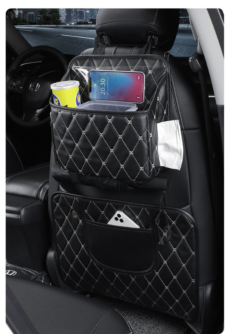 Car seat back storage bag cute cartoon car hanging trash can creative multifunctional anti-dirty anti-kick pad