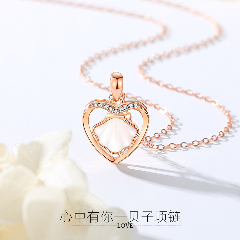 S925 collar de plata esterlina de las mujeres con amor, japonés y coreano ins todo-juego, usted tiene un regalo de vacaciones de gorro