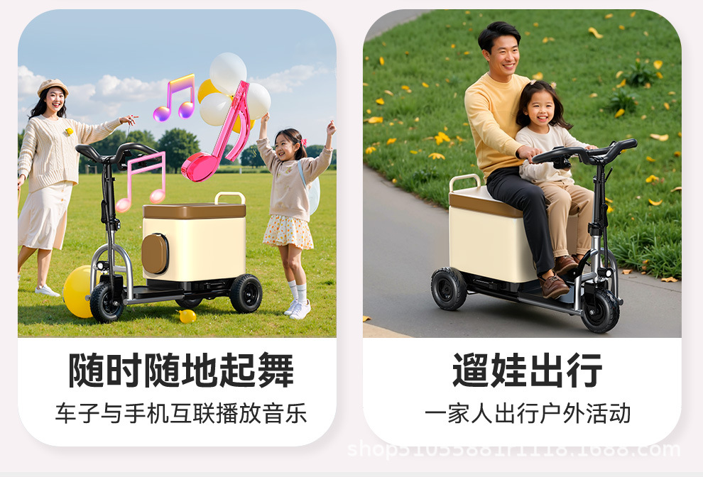 Small Electric Vehicles for the Elderly, Electric Luggage Trolleys for Picking up Children, Foldable Lithium Electric Vehicles