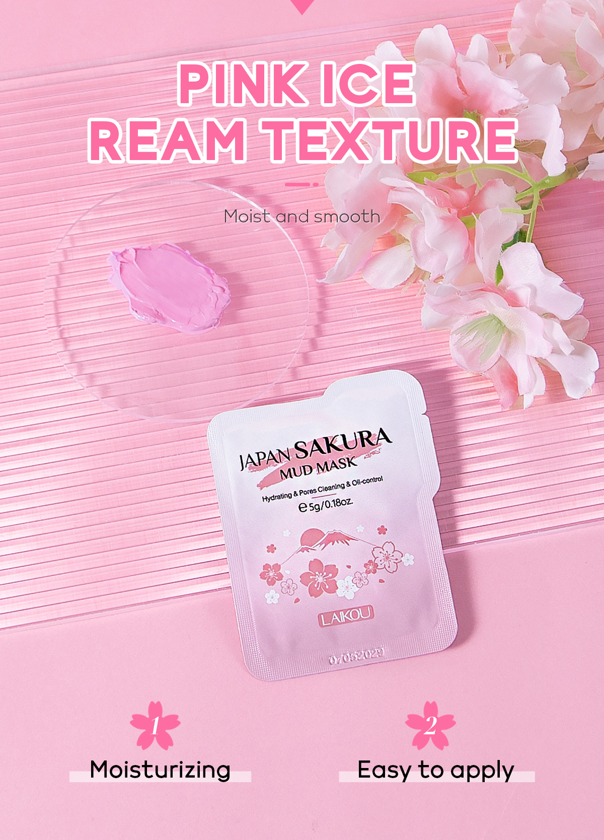 Neue Laikou Cherry Blossom Mud Gesichtsmaske (Serie) 5g Einzelpackung zur Reinigung der Poren, Hydratisierung und Befeuchtung_voghion.com