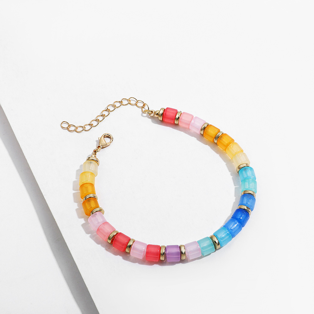 8g Weight Necklace Classification Resin, Copper Chain Material Beaded Chain Chain Type 1 Piece Quantity Holiday, Daily Occasion Resin, Copper Material Colorful Pattern All Seasons Season Women's Gender Vacation Style Vacation Colorful Resin Copper Beaded Chain Beaded Necklaces Wholesale 4