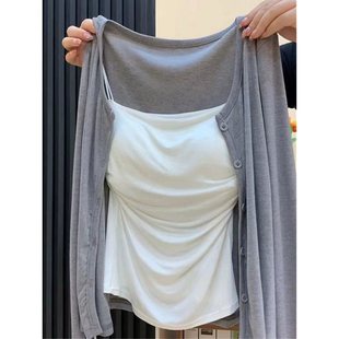 White Pure Lust Style, Beautiful and Pure Camisole with Breast Pads for Women, Summer Inner Wear and Outer Wear Beautiful Back Top