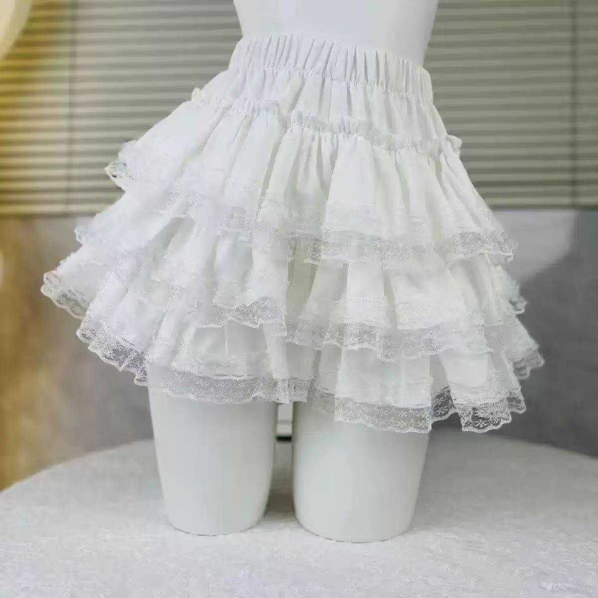 Sweet Maid Roleplay Lingerie Set, Short White Mesh Skirt with Bow Detail — detail image 8