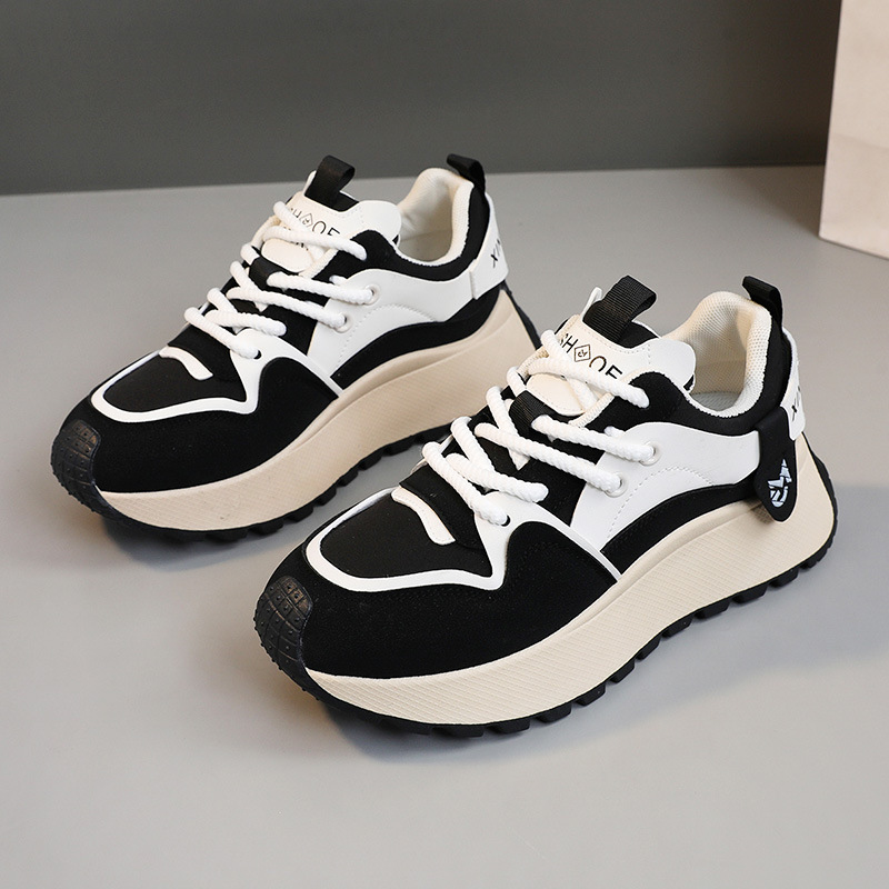 Women New Fashion Chunky Sneakers Women Autumn New Lace Up Casual Platform Sports Shoes Female Goth High Heels Sneakers_voghion.com